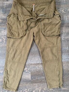 Free People Olive Green Gorpcore Zip Capris